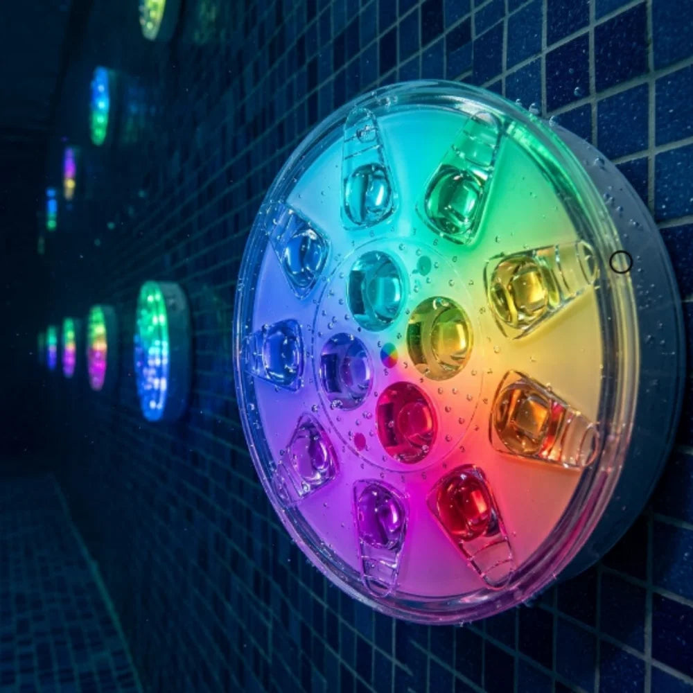 Rechargeable Pool Lights IP68 Waterproof Submersible LED with Remote - Tegulane Global