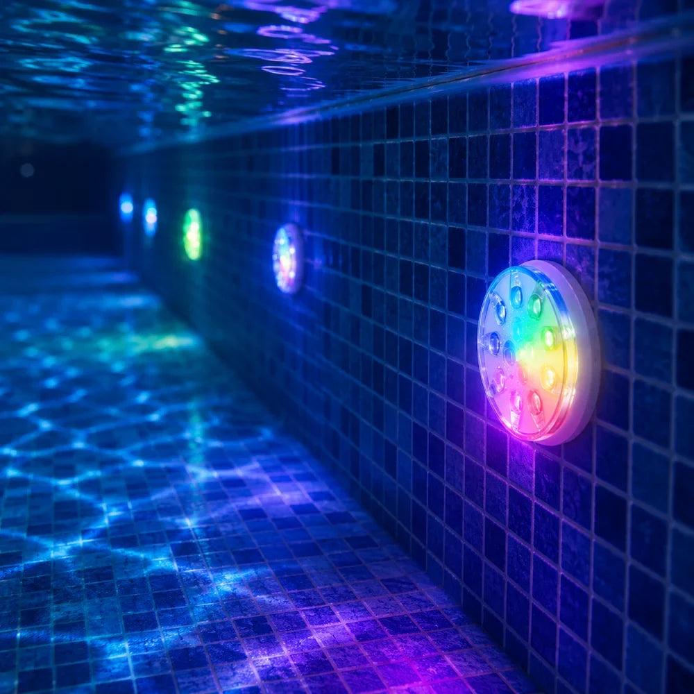 Rechargeable Pool Lights IP68 Waterproof Submersible LED with Remote - Tegulane Global