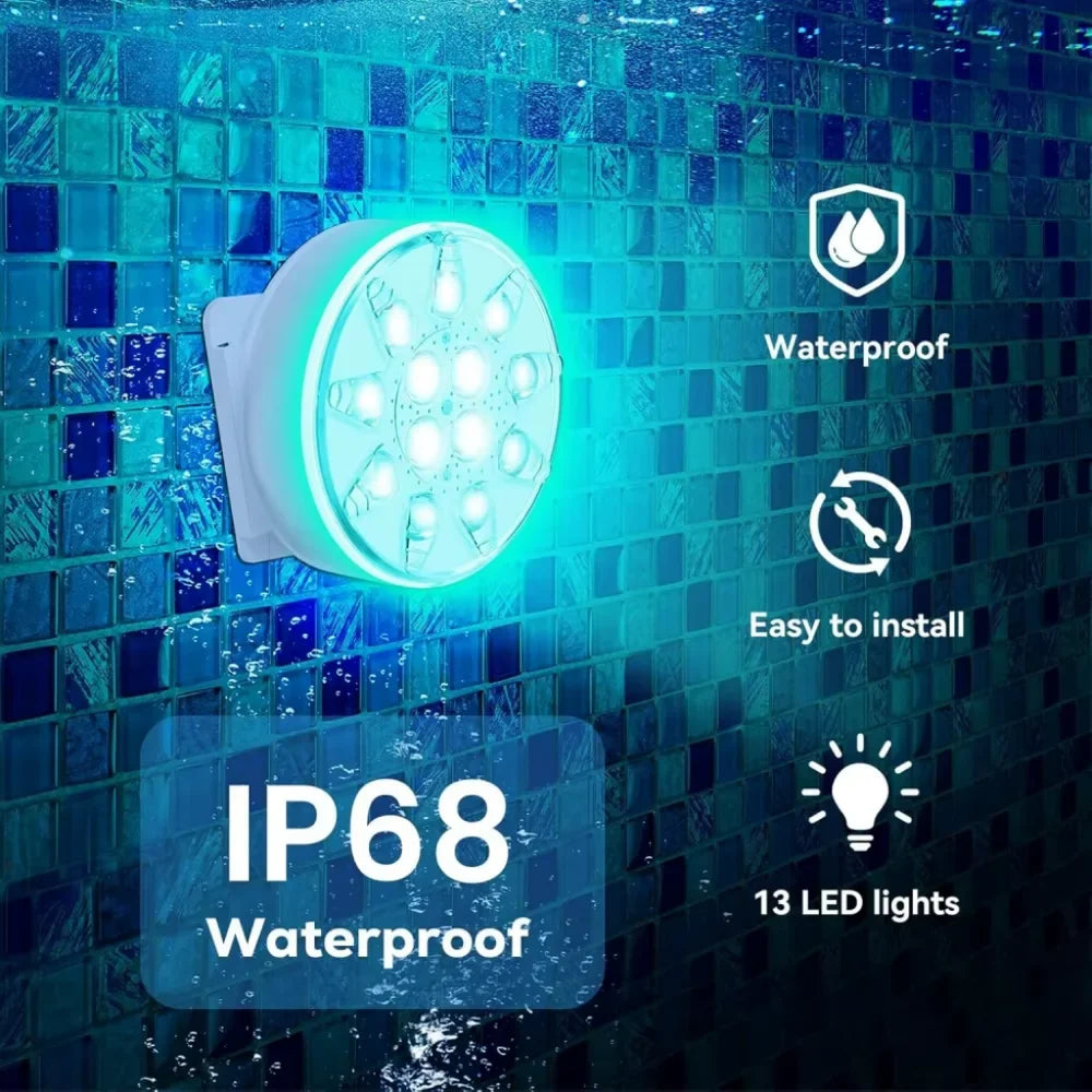 Rechargeable Pool Lights IP68 Waterproof Submersible LED with Remote - Tegulane Global
