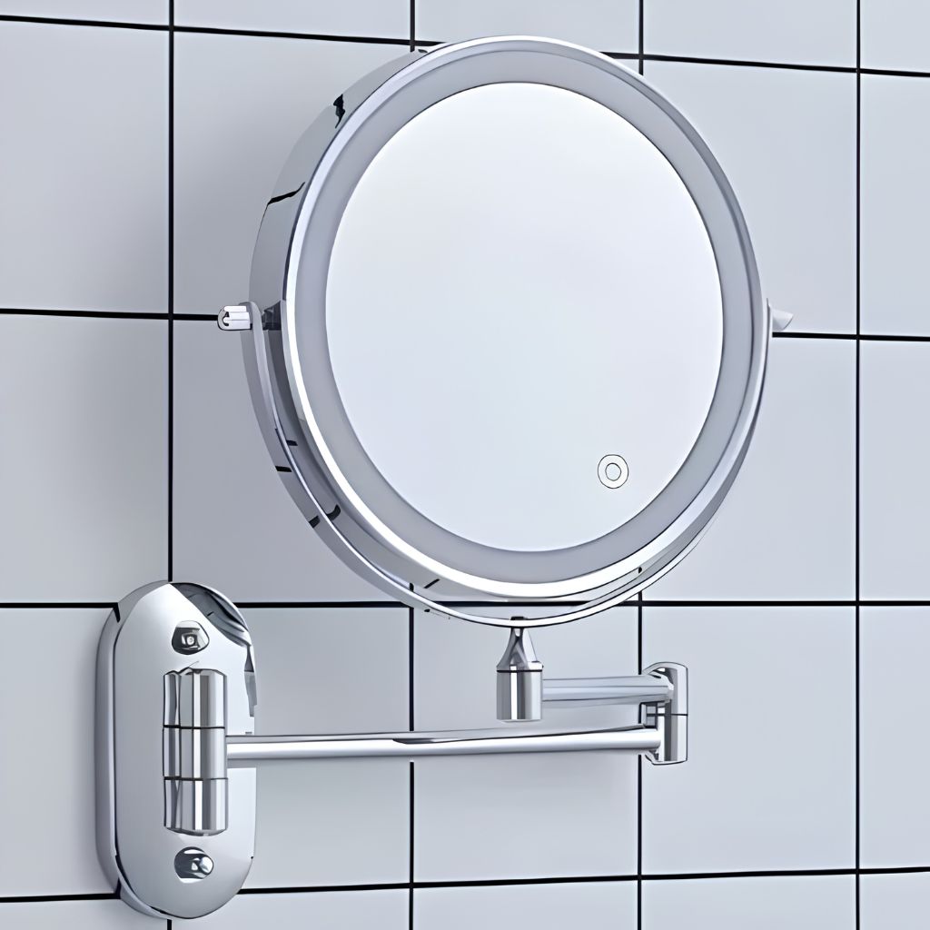 Rechargeable Silver LED Mirror – Adjustable Lighting & Magnification - Tegulane Global
