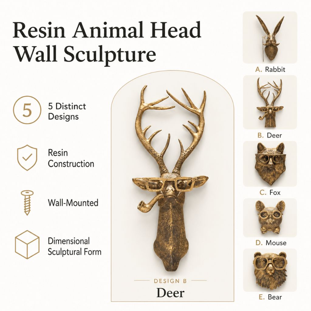 Resin Animal Head Wall Sculpture - Tegulane Global