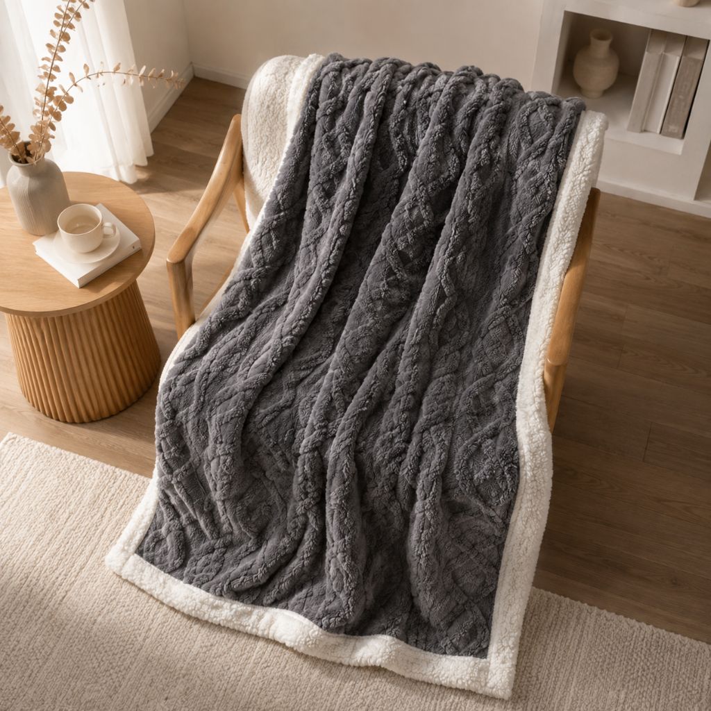Reversible Sherpa Fleece Blanket – Soft & Warm Throw - Tegulane Global