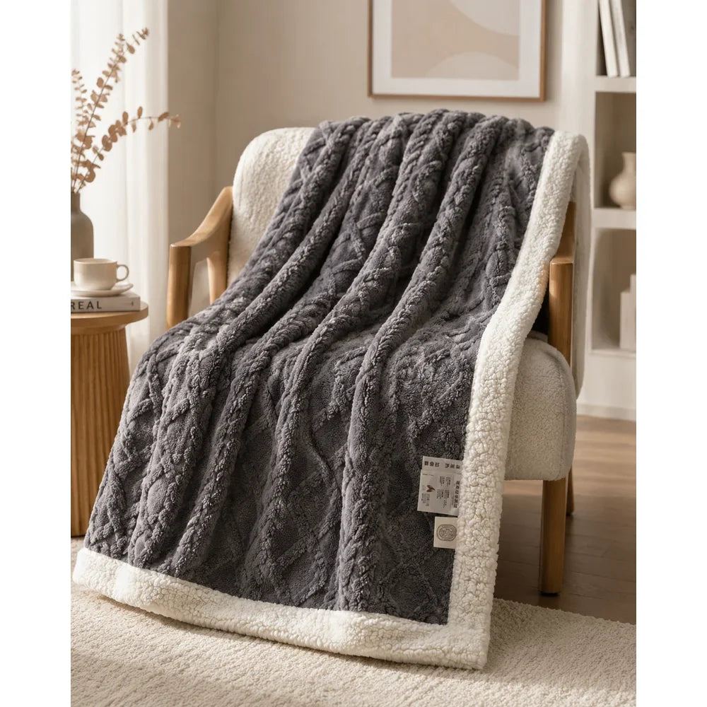 Reversible Sherpa Fleece Blanket – Soft & Warm Throw - Tegulane Global