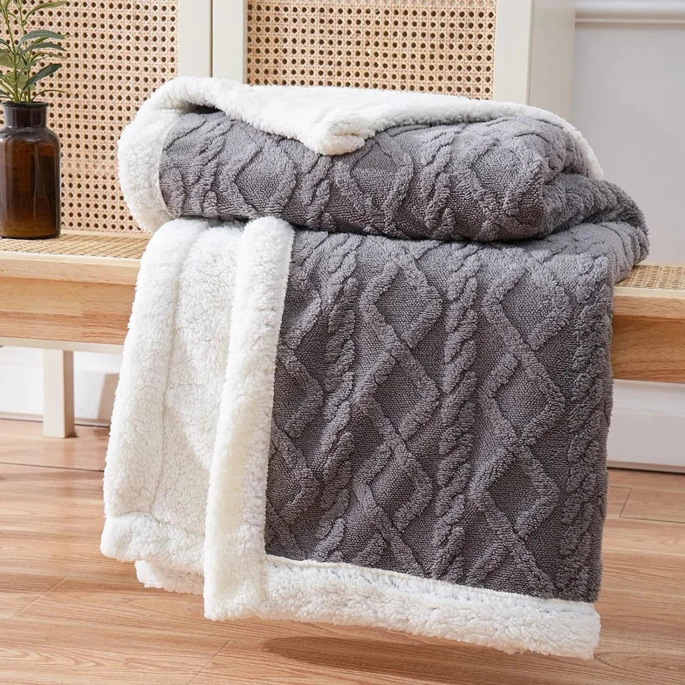 Reversible Sherpa Fleece Blanket – Soft & Warm Throw - Tegulane Global