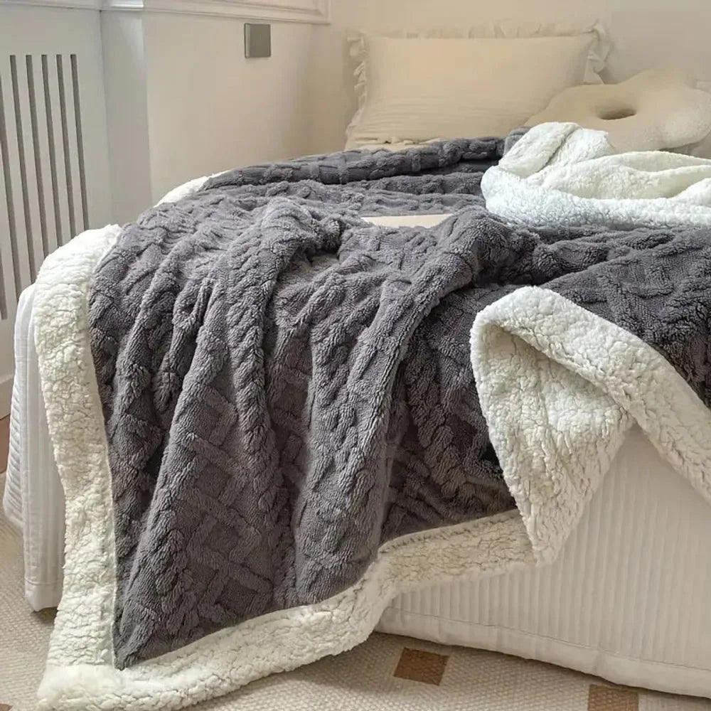Reversible Sherpa Fleece Blanket – Soft & Warm Throw - Tegulane Global