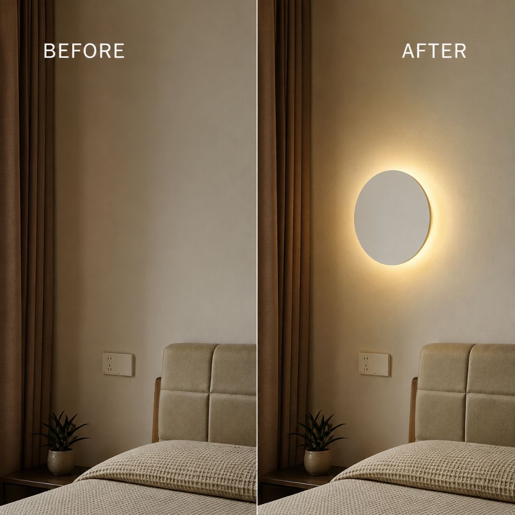Round Backlit Sconce LED Wall Light for Interiors - Tegulane Global