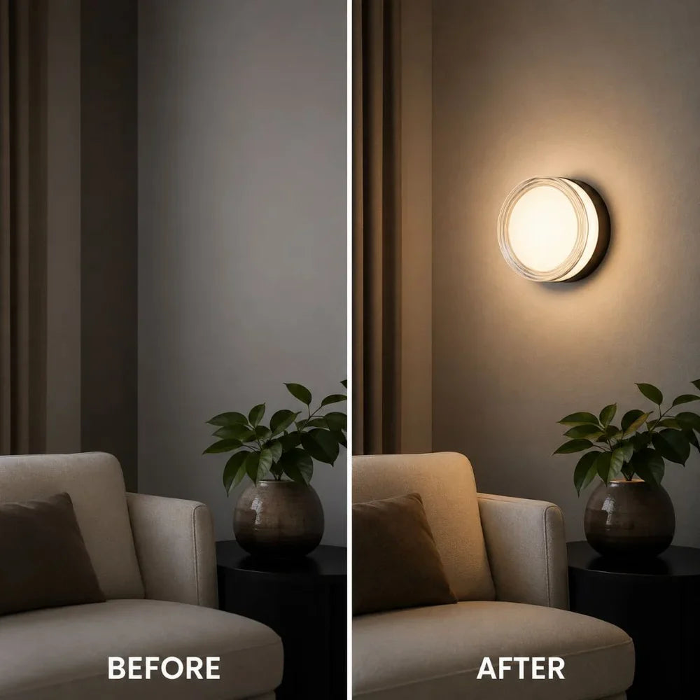 Round LED Wall Sconce IP65 CCT Switch Indoor Outdoor Lamp - Tegulane Global
