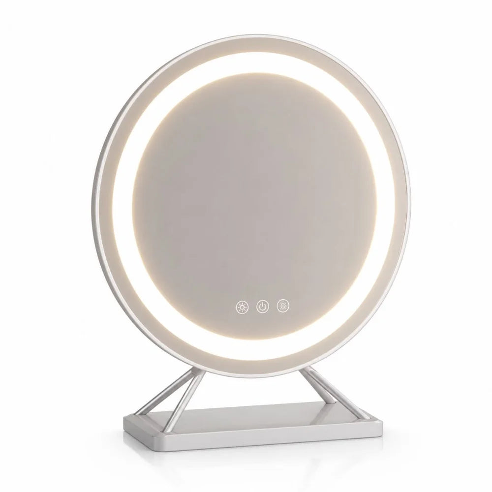 Round Lighted Vanity Tabletop Makeup Mirror LED Dimmable 15x Magnifying - Tegulane Global