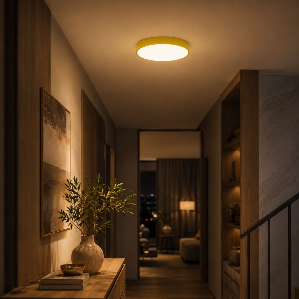 Round Slim Semi Flush Ceiling Light Fixture For Living Room - Tegulane Global