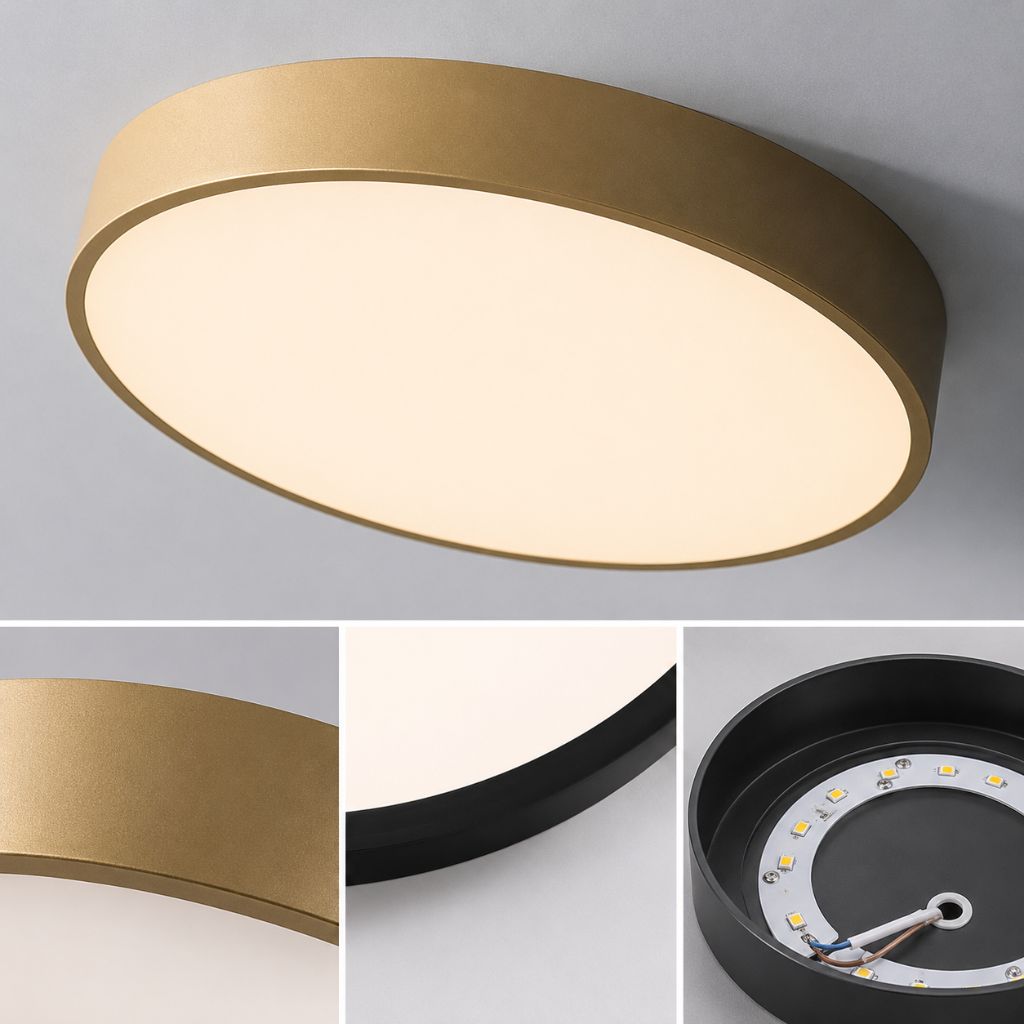 Round Slim Semi Flush Ceiling Light Fixture For Living Room - Tegulane Global