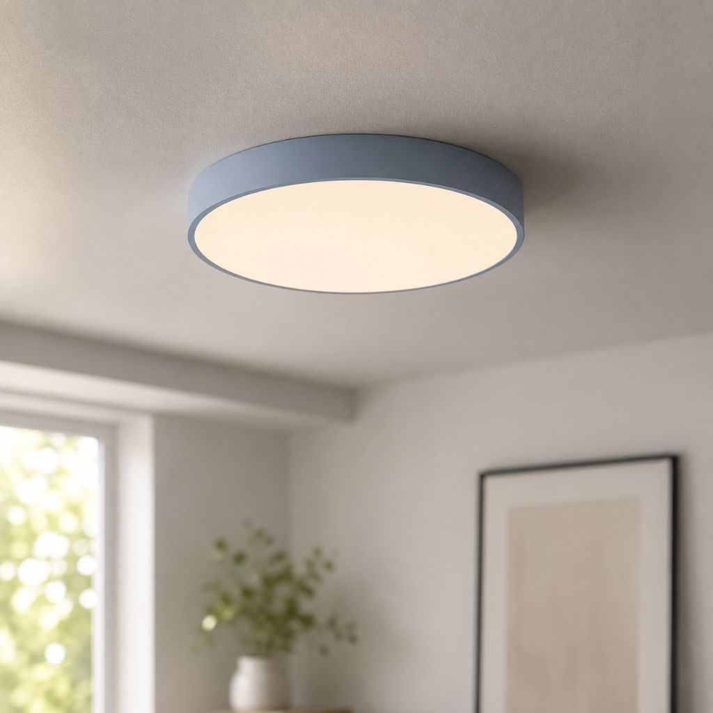 Round Slim Semi Flush Ceiling Light Fixture For Living Room - Tegulane Global