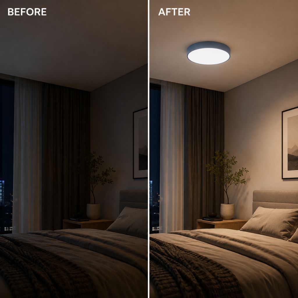 Round Slim Semi Flush Ceiling Light Fixture For Living Room - Tegulane Global