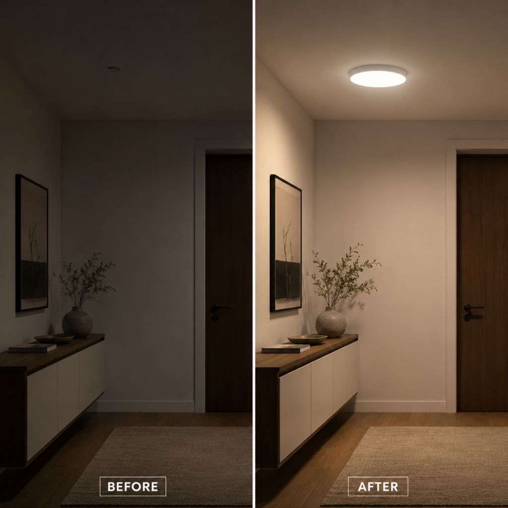 Round Slim Semi Flush Ceiling Light Fixture For Living Room - Tegulane Global