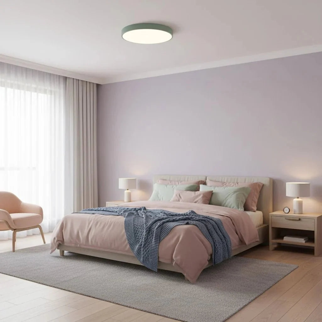 Round Slim Semi Flush Ceiling Light Fixture For Living Room - Tegulane Global