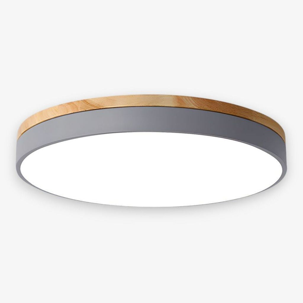 Round Wood Flush Mount Ceiling Light with LED - Tegulane Global