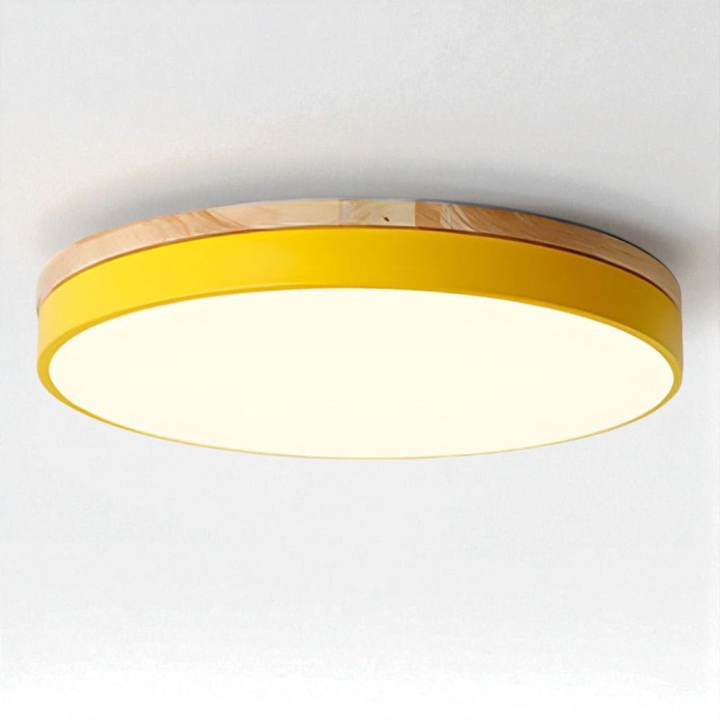 Round Wood Flush Mount Ceiling Light with LED - Tegulane Global