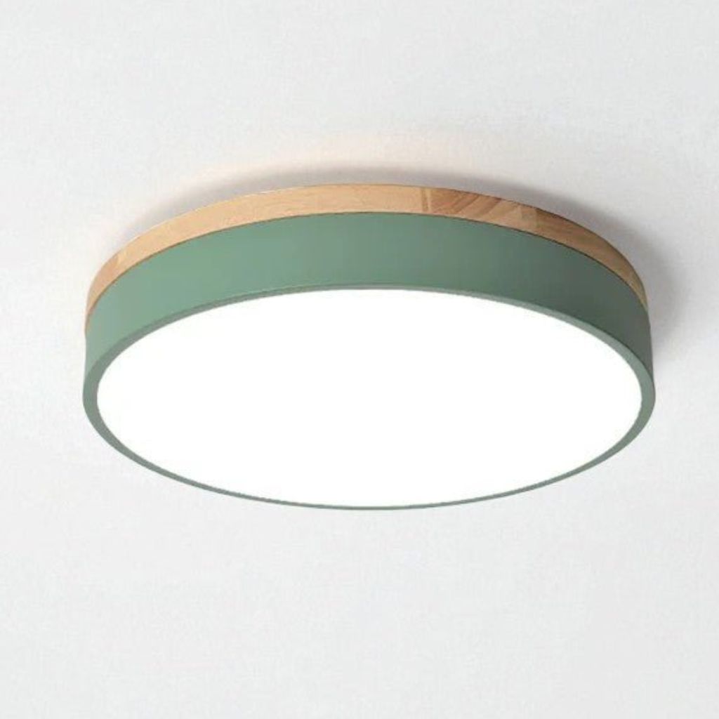 Round Wood Flush Mount Ceiling Light with LED - Tegulane Global