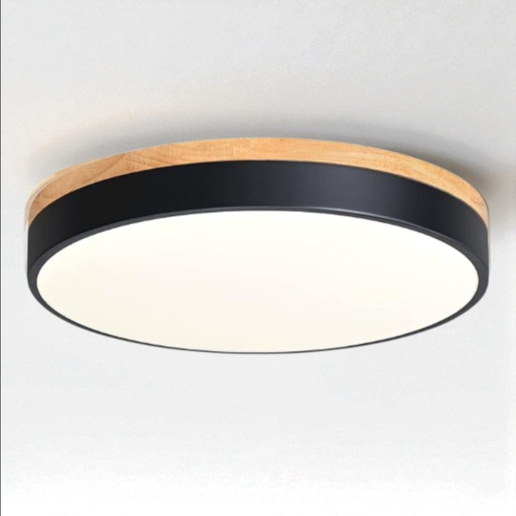 Round Wood Flush Mount Ceiling Light with LED - Tegulane Global