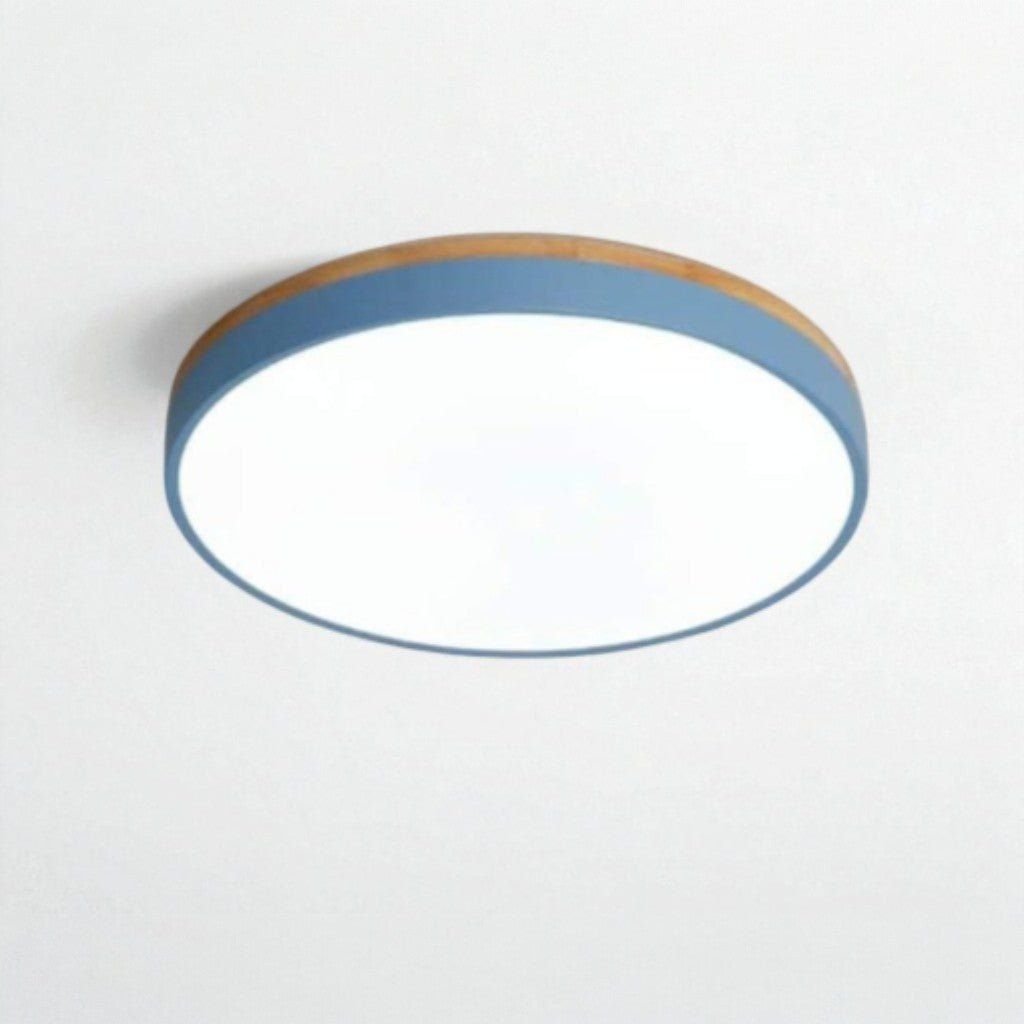Round Wood Flush Mount Ceiling Light with LED - Tegulane Global