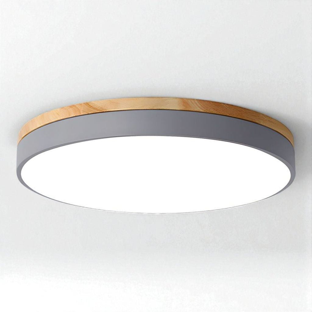 Round Wood Flush Mount Ceiling Light with LED - Tegulane Global