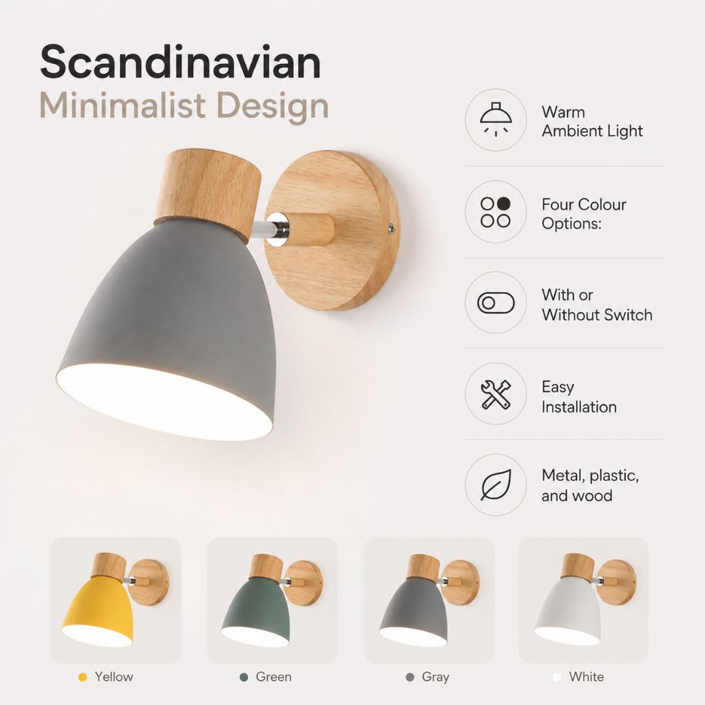 Scandinavian Wooden Wall Light Sconce - Tegulane Global