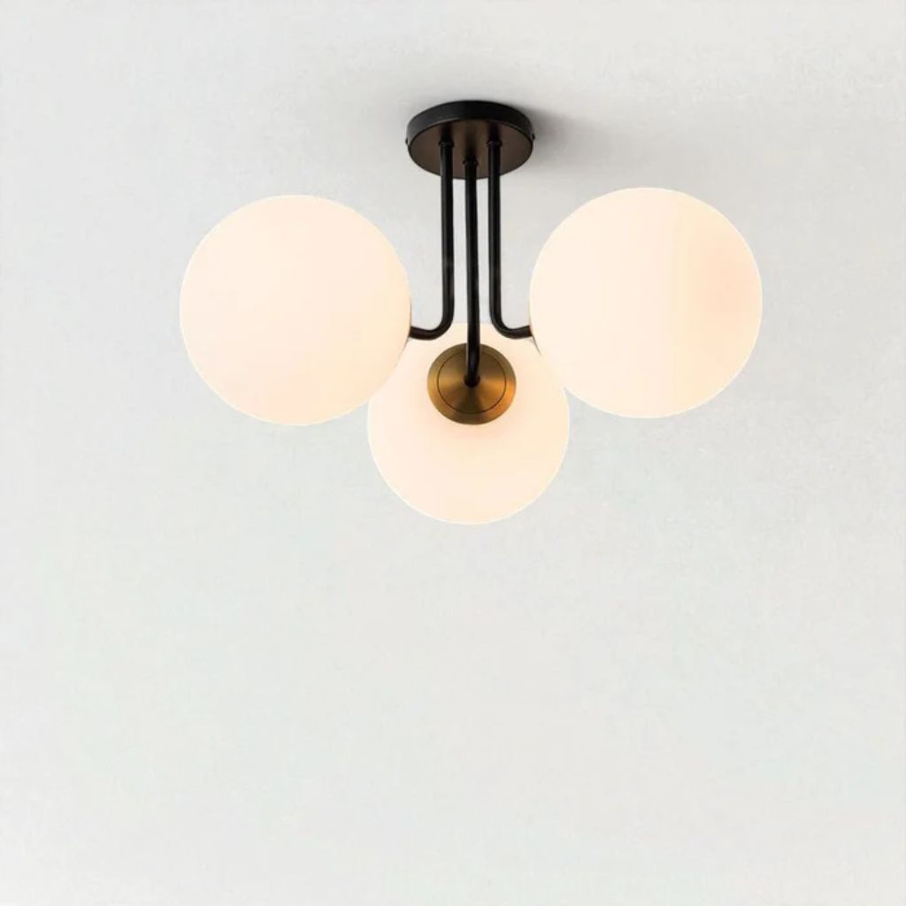 Semi Flush Mount Chandelier with Frosted Glass Globes - Tegulane Global