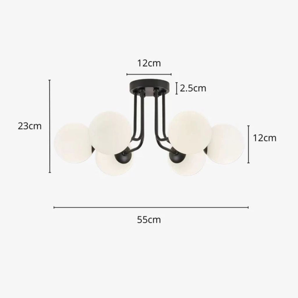 Semi Flush Mount Chandelier with Frosted Glass Globes - Tegulane Global
