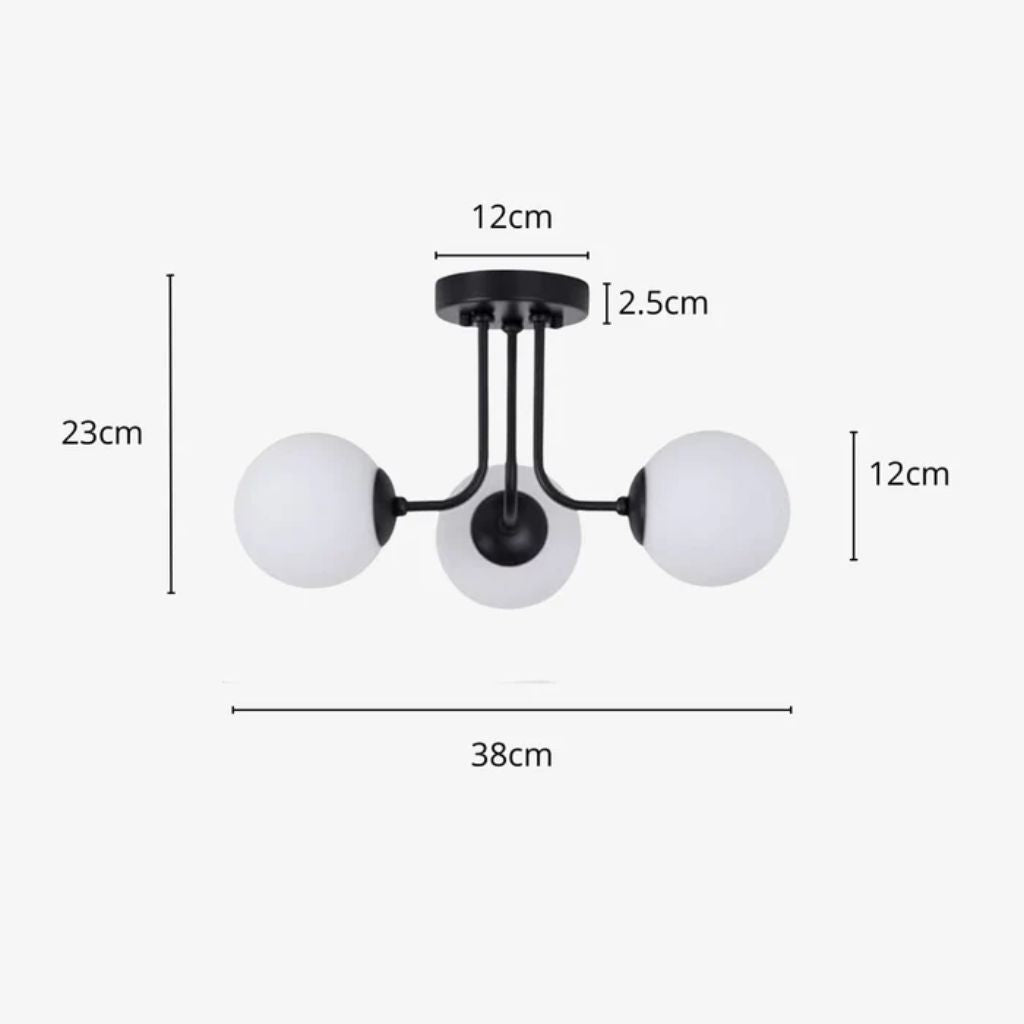 Semi Flush Mount Chandelier with Frosted Glass Globes - Tegulane Global