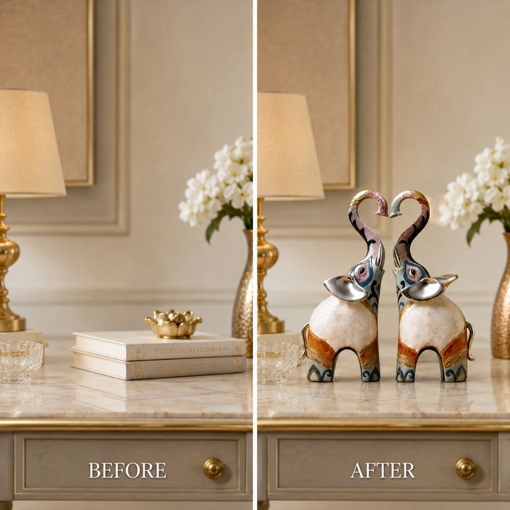 Set of 2 Resin Elephant Figurines - Tegulane Global