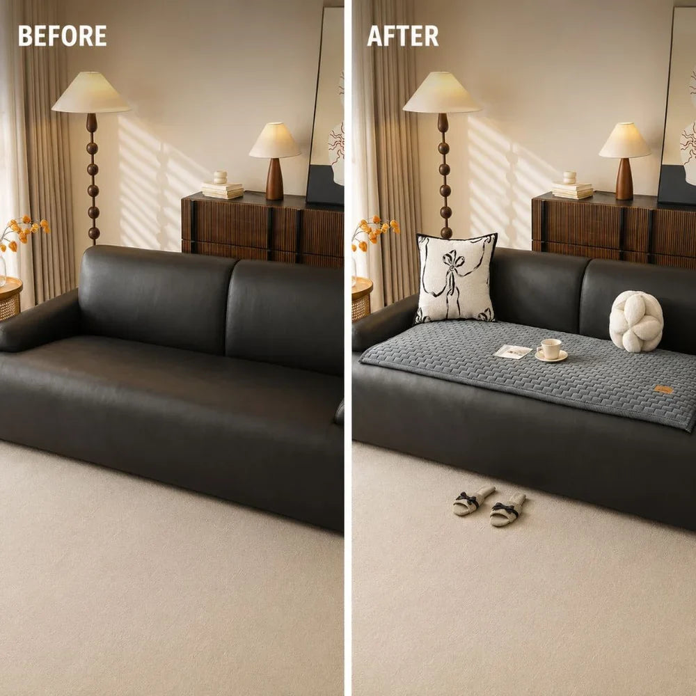 Short Plush Sofa Cushion Cover Anti-Slip Cream Style - Tegulane Global