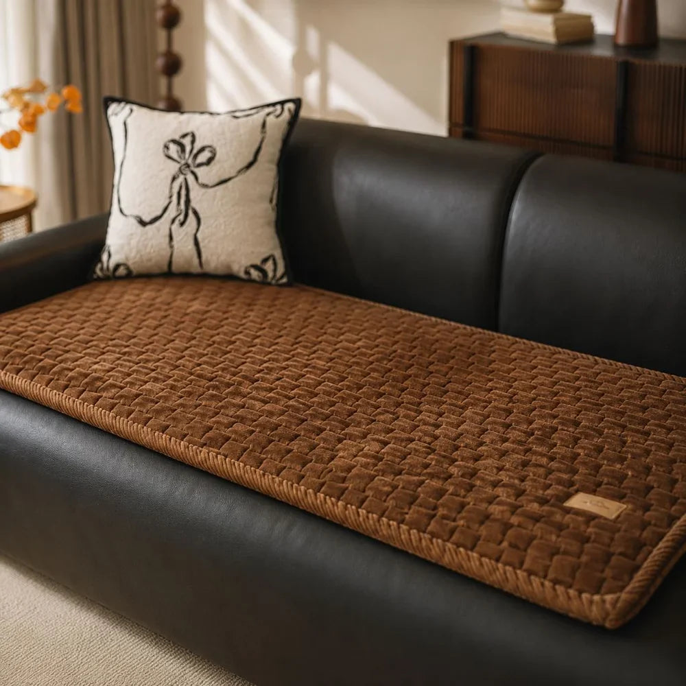 Short Plush Sofa Cushion Cover Anti-Slip Cream Style - Tegulane Global