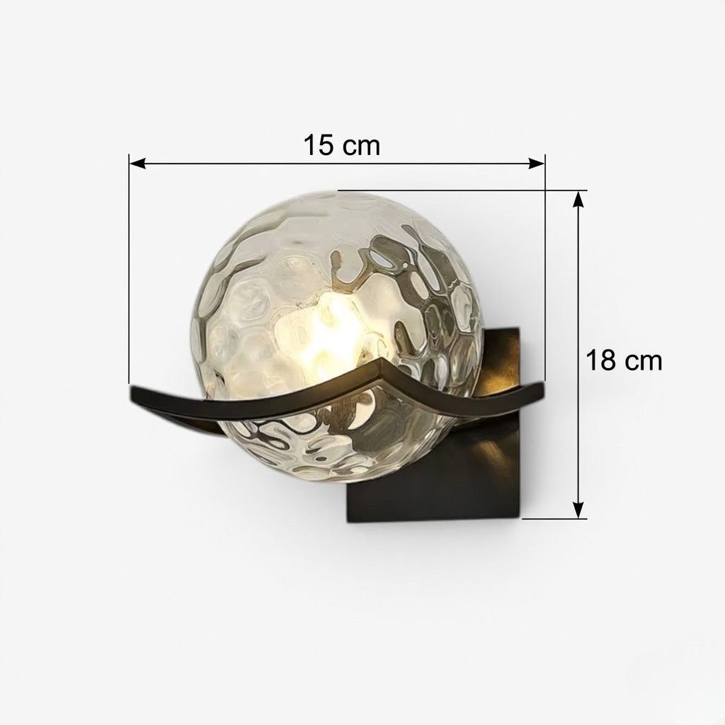 Sirius Glass Globe Wall Sconce with Black Finish - Tegulane Global