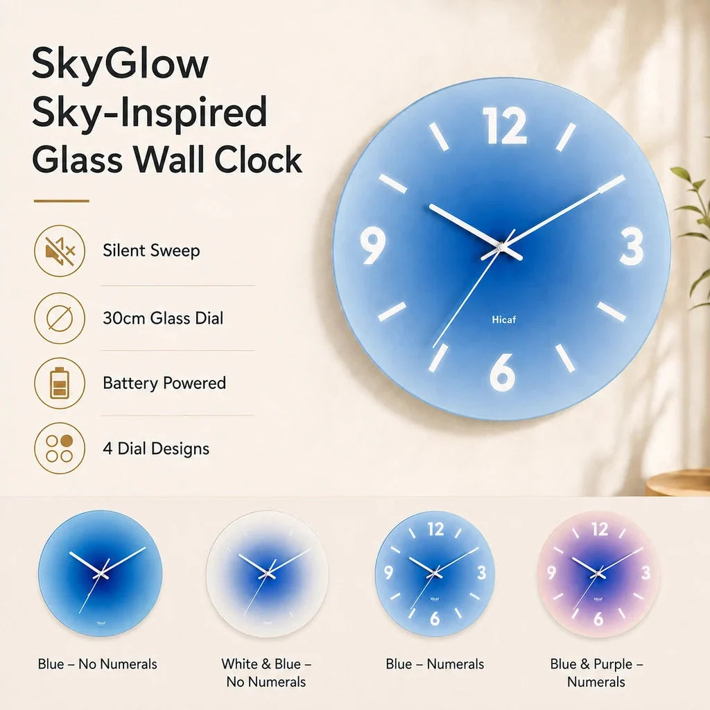 SkyGlow Sky-Inspired Glass Wall Clock - Tegulane Global