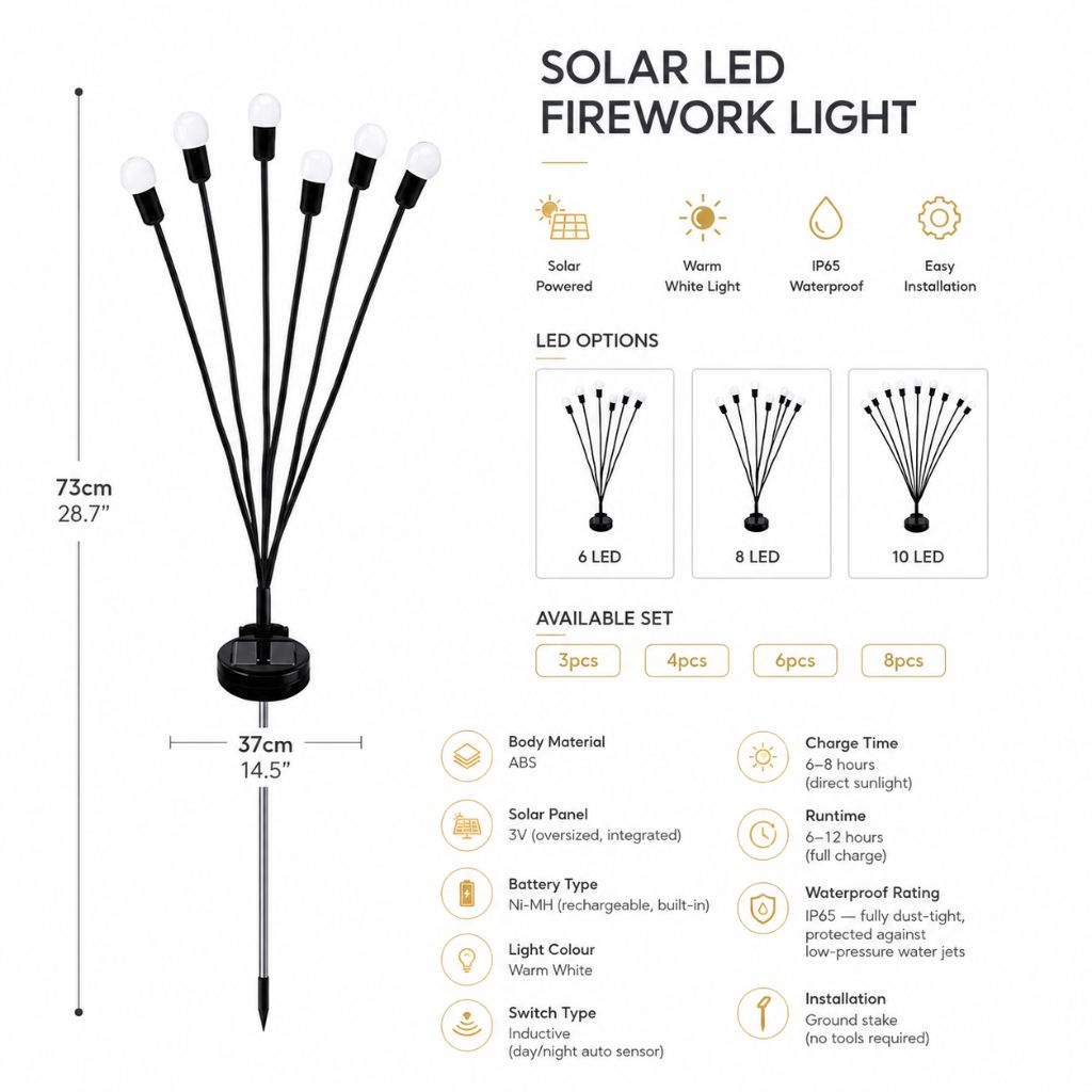 Solar Firefly Garden Light IP65 Waterproof Stake Lamp Outdoor Light - Tegulane Global