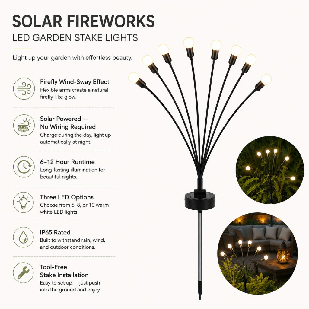 Solar Firefly Garden Light IP65 Waterproof Stake Lamp Outdoor Light - Tegulane Global