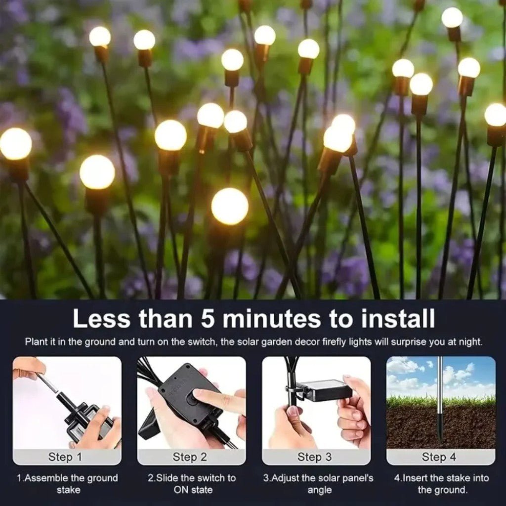 Solar Firefly Garden Light IP65 Waterproof Stake Lamp Outdoor Light - Tegulane Global