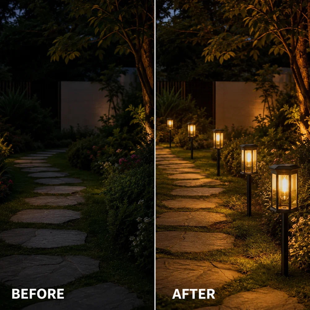 Solar Garden Pathway Post Light Weather-Resistant Set - Tegulane Global