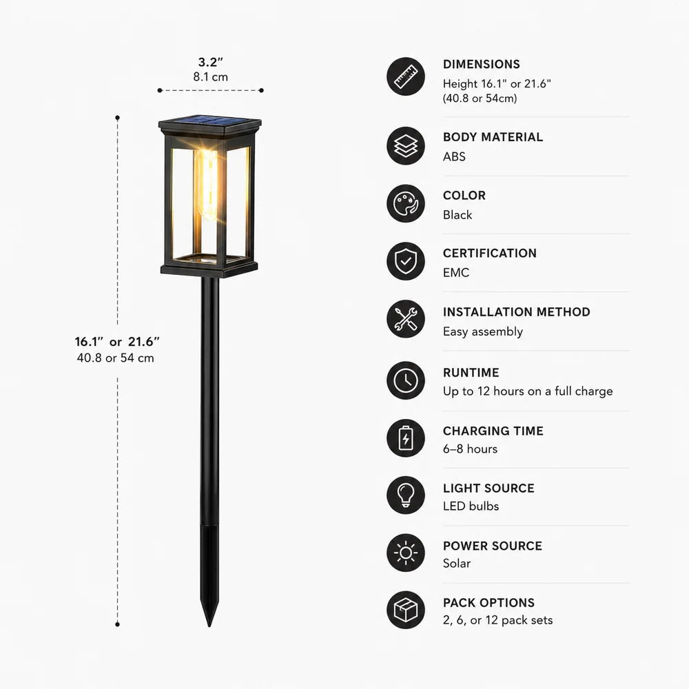 Solar Garden Pathway Post Light Weather-Resistant Set - Tegulane Global