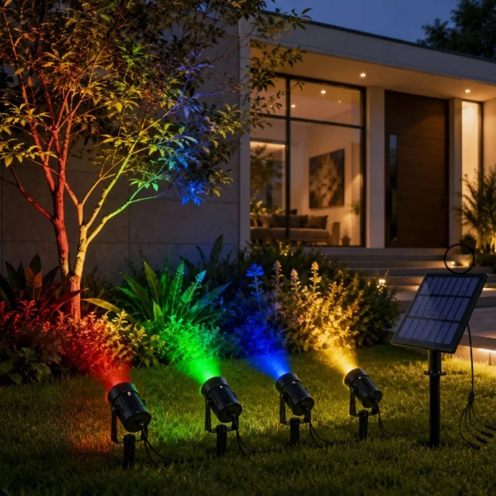 Solar Garden Spotlights - 4-Pack IP65 Waterproof LED Light - Tegulane Global