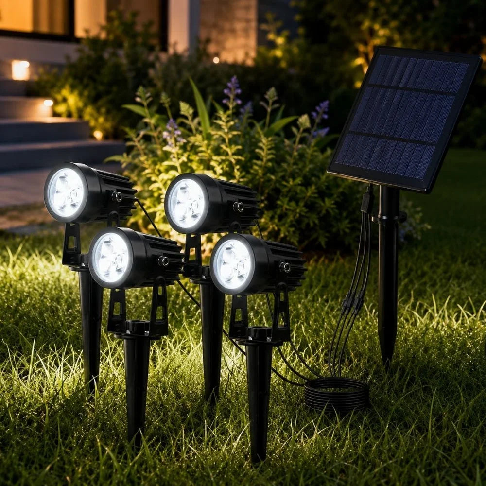 Solar Garden Spotlights - 4-Pack IP65 Waterproof LED Light - Tegulane Global