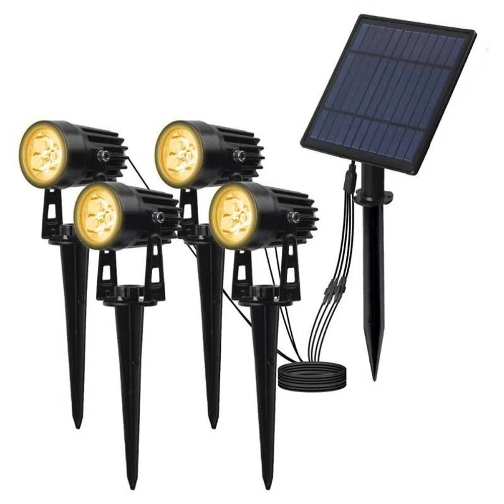 Solar Garden Spotlights - 4-Pack IP65 Waterproof LED Light - Tegulane Global