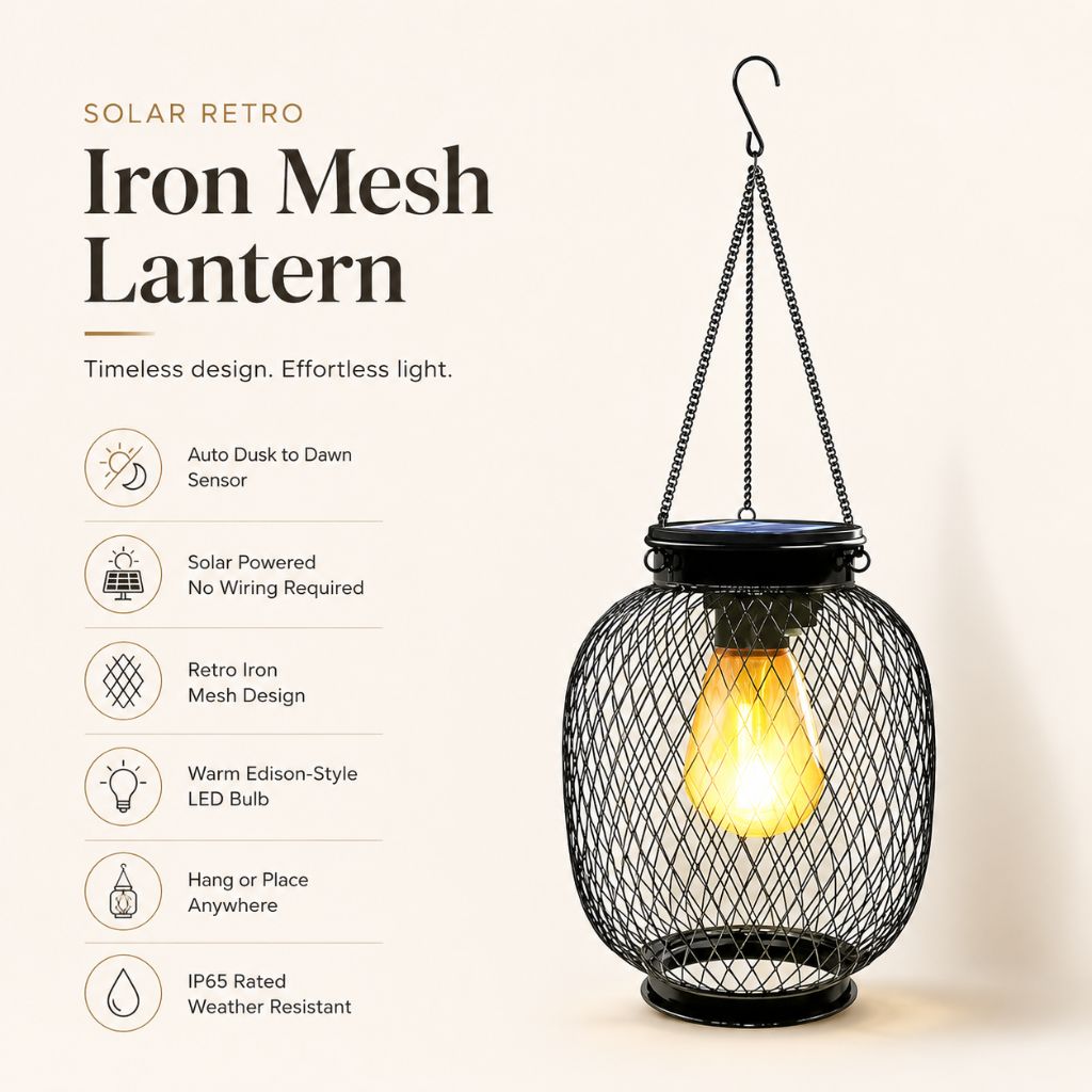 Solar Hanging Lantern Outdoor IP65 Waterproof Auto Sensor - Tegulane Global