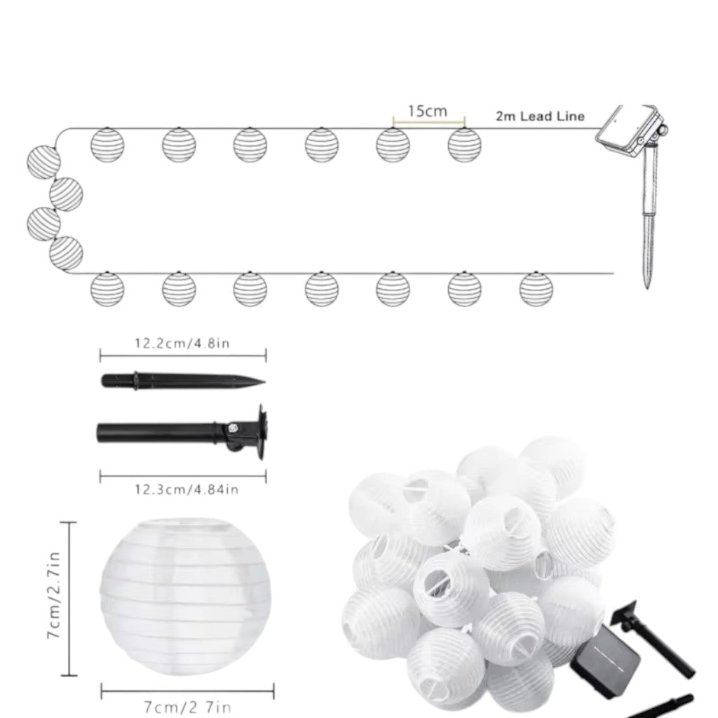 Solar Lantern String Lights IP65 Waterproof Outdoor Garden Patio Decor - Tegulane Global