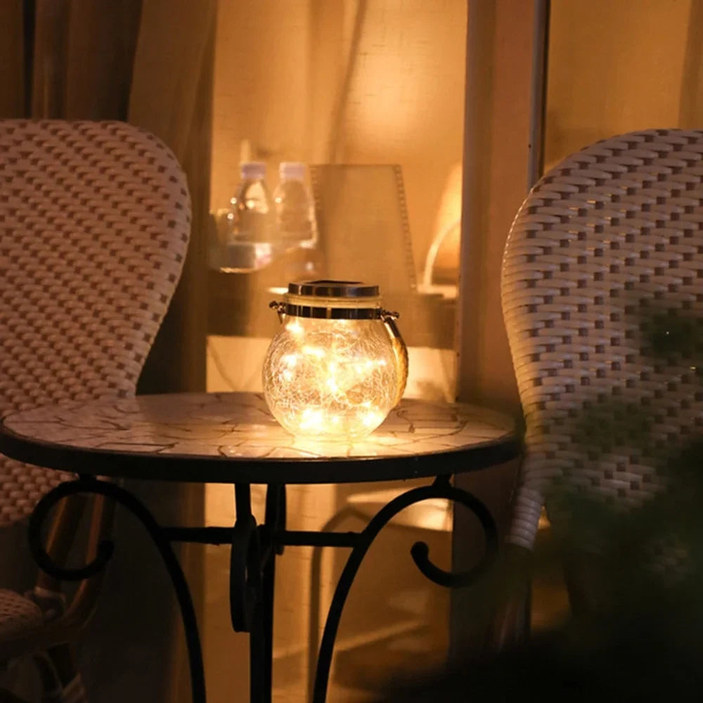 Solar Outdoor Hanging Lamp IP65 Waterproof Cracked Glass Jar - Tegulane Global