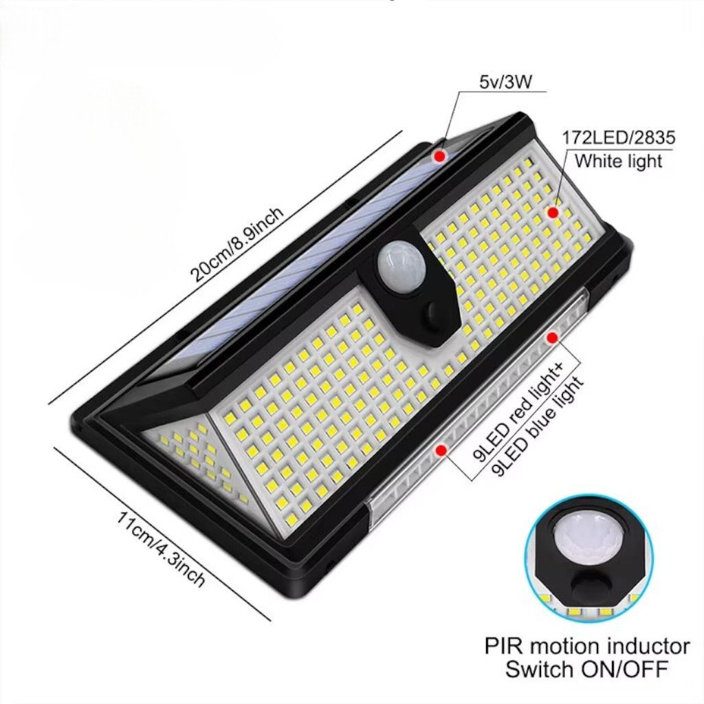 Solar Outdoor Wall Light LED PIR Motion Sensor IP65 - Tegulane Global