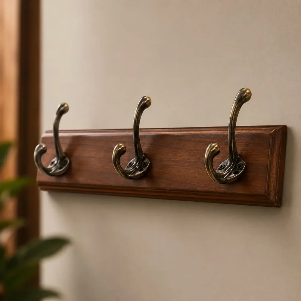 Solid Wood Wall Coats & Hats Rack with Hooks | Hallway Storage - Tegulane Global