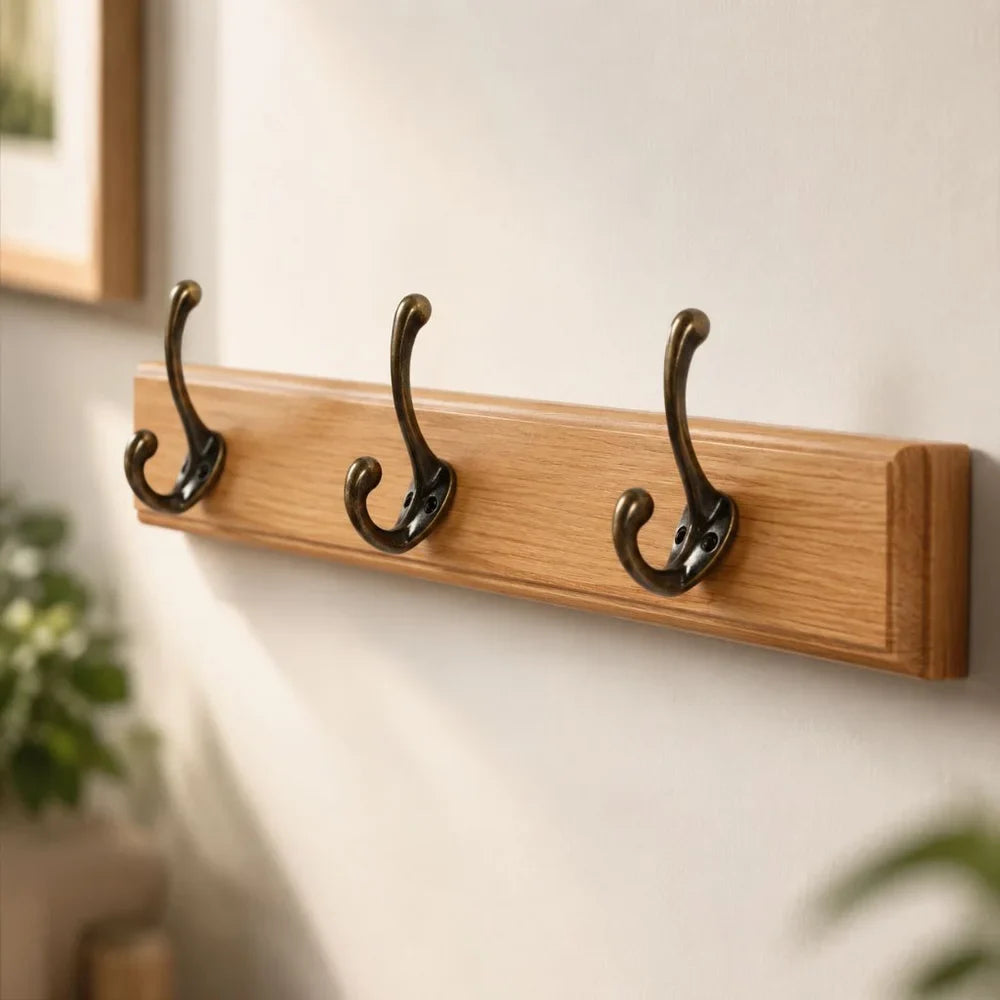 Solid Wood Wall Coats & Hats Rack with Hooks | Hallway Storage - Tegulane Global