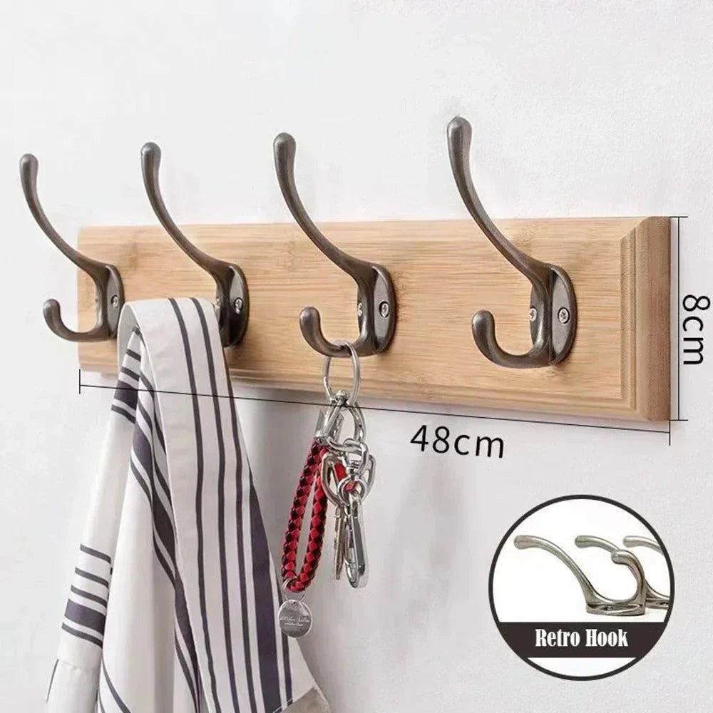 Solid Wood Wall Coats & Hats Rack with Hooks | Hallway Storage - Tegulane Global