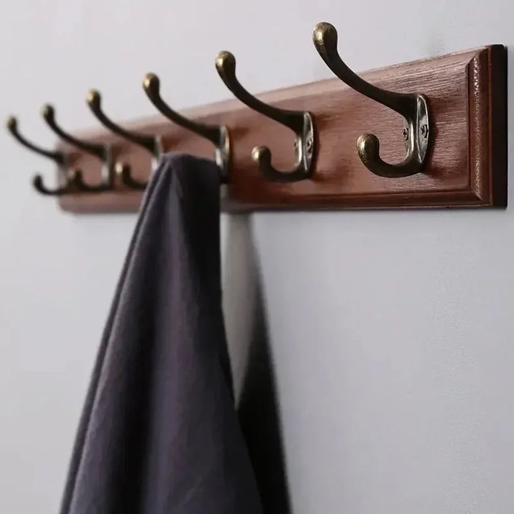 Solid Wood Wall Coats & Hats Rack with Hooks | Hallway Storage - Tegulane Global