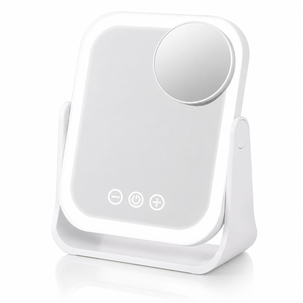 Square LED Makeup Mirror Portable Flip Rechargeable Touch Dimming - Tegulane Global